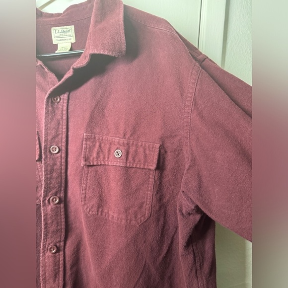 L.L. Bean Maroon 100% Cotton Traditional Fit Button Front Flannel Size XXL-Tall - Picture 4 of 15